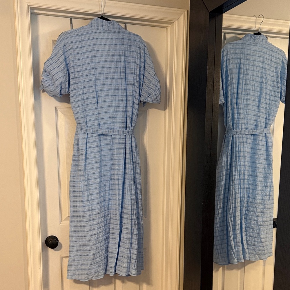 entro Light Blue Plaid Midi Dress - Picture 7 of 7
